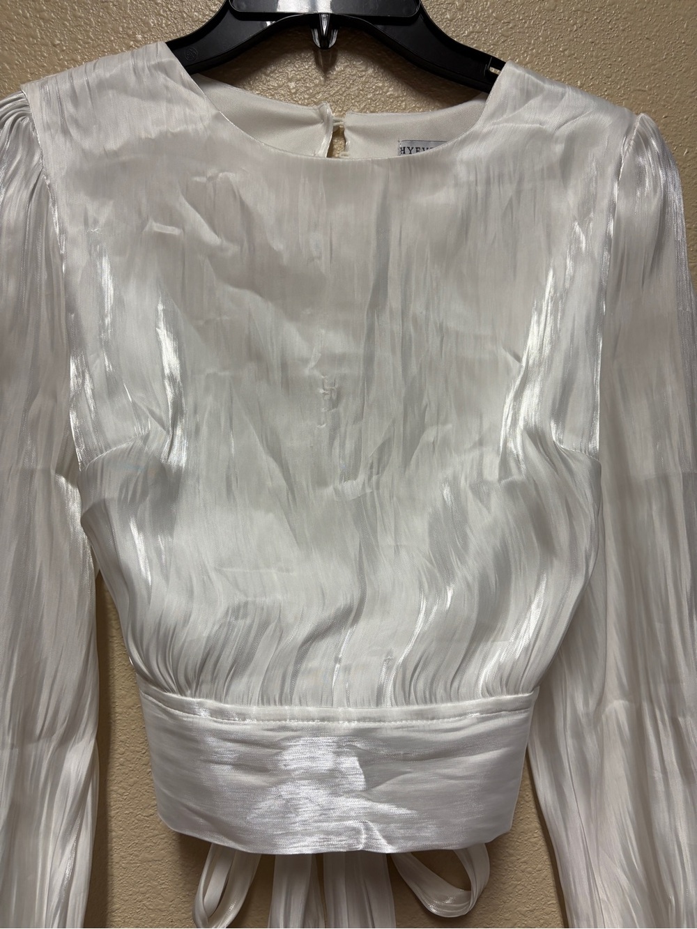 HYFVE White Satin Pleated Tie-Back Blouse - Picture 2 of 8